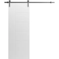 Modern Barn Door 18" x 80" inches / Mela 0716 Painted White / 6.6FT Silver Rail Track Heavy Hardware Set / Solid Panel Interior Doors Painted White