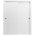 Sliding Closet Bypass Doors 56 x 80 inches / Mela 0716 Painted White / Rails Hardware Set / Wood Solid Bedroom Wardrobe Doors Painted White