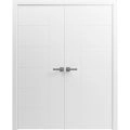 Interior Solid French Double Doors 36 x 80 inches / Mela 0716 Painted White / Wood Interior Solid Panel Frame / Closet Bedroom Modern Doors Painted White