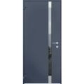 Front Exterior Prehung Steel Door / Cynex 6777 Black / Stainless Inserts Single Modern Painted-W32" x H80"-Left-hand Outswing Gray Graphite