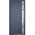 Front Exterior Prehung Steel Door / Deux 0729 Gray Graphite / Stainless Inserts Single Modern Painted-W36" x H80"-Left-hand Inswing Gray Graphite