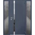 Front Exterior Prehung Aluminum Door / Cynex 6777 Brown / Entry Steel Metal Modern Painted W32+12"xH80+16" Left-hand Inswing Gray Graphite