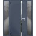 Front Exterior Prehung Aluminum Door / Cynex 6777 Brown / Entry Steel Metal Modern Painted W32+14"xH80" Right-hand Inswing Gray Graphite