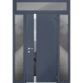Front Exterior Prehung Aluminum Door / Cynex 6777 Brown / Entry Steel Metal Modern Painted W32+14"xH80+14" Left-hand Inswing Gray Graphite