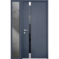 Front Exterior Prehung Aluminum Door / Cynex 6777 Brown / Entry Steel Metal Modern Painted W36+14"xH80" Right-hand Inswing Gray Graphite