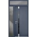 Front Exterior Prehung Aluminum Door / Cynex 6777 Brown / Entry Steel Metal Modern Painted W36+14"xH80+12" Right-hand Inswing Gray Graphite