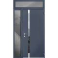 Front Exterior Prehung Aluminum Door / Cynex 6777 Brown / Entry Steel Metal Modern Painted W36"xH80+12" Right-hand Inswing Gray Graphite
