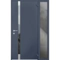 Front Exterior Prehung Aluminum Door / Cynex 6777 Brown / Entry Steel Metal Modern Painted W36"xH80" Right-hand Inswing Gray Graphite