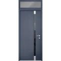 Front Exterior Prehung Aluminum Door / Cynex 6777 Brown / Entry Steel Metal Modern Painted W16+32+16"xH80+16" Right-hand Inswing Gray Graphite