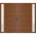 Front Exterior Prehung Metal-Plastic Double Doors / MANUX 8111 Antracite / 2 Sidelites Exterior WindoANT / Office Commercial and Residential Doors Entrance Patio Garage 100" x 80" Left-Hand Walnut