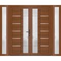 Front Exterior Prehung Metal-Plastic Double Doors / MANUX 8088 Antracite / 2 Sidelites Exterior WindoANT / Office Commercial and Residential Doors Entrance Patio Garage 100" x 80" Left-Hand Walnut