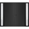 Front Exterior Prehung Metal-Plastic Double Doors / MANUX 8111 Matte Black / 2 Sidelites Exterior Windows / Office Commercial and Residential Doors Entrance Patio Garage 104" x 80" Right-Hand Black Matte
