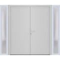 Front Exterior Prehung Metal-Plastic Double Doors / MANUX 8111 Matte Black / 2 Sidelites Exterior Windows / Office Commercial and Residential Doors Entrance Patio Garage 104" x 80" Right-Hand White