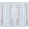 Front Exterior Prehung Metal-Plastic Double Doors / MANUX 8088 Matte Black / 2 Sidelites Exterior Windows / Office Commercial and Residential Doors Entrance Patio Garage 104" x 80" Right-Hand White
