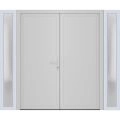 Front Exterior Prehung Metal-Plastic Double Doors / MANUX 8111 Antracite / 2 Sidelites Exterior WindoANT / Office Commercial and Residential Doors Entrance Patio Garage 100" x 80" Left-Hand White