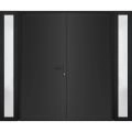 Front Exterior Prehung Metal-Plastic Double Doors / MANUX 8111 Antracite / 2 Sidelites Exterior WindoANT / Office Commercial and Residential Doors Entrance Patio Garage 100" x 80" Left-Hand Black Matte