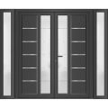 Front Exterior Prehung Metal-Plastic Double Doors / MANUX 8088 Matte Black / 2 Sidelites Exterior Windows / Office Commercial and Residential Doors Entrance Patio Garage 104" x 80" Right-Hand Antracite