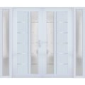 Front Exterior Prehung Metal-Plastic Double Doors / MANUX 8088 Antracite / 2 Sidelites Exterior WindoANT / Office Commercial and Residential Doors Entrance Patio Garage 100" x 80" Left-Hand White