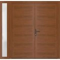 Front Exterior Prehung Metal-Plastic Double Doors / MANUX 8111 Antracite / Sidelite Exterior Window / Office Commercial and Residential Doors Entrance Patio Garage 86" x 80" Right-Hand Walnut