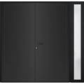 Front Exterior Prehung Metal-Plastic Double Doors / MANUX 8111 Antracite / Sidelite Exterior Window / Office Commercial and Residential Doors Entrance Patio Garage 86" x 80" Right-Hand Black Matte