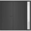 Front Exterior Prehung Metal-Plastic Double Doors / MANUX 8111 Antracite / Sidelite Exterior Window / Office Commercial and Residential Doors Entrance Patio Garage 84" x 80" Left-Hand Antracite
