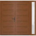 Front Exterior Prehung Metal-Plastic Double Doors / MANUX 8111 Antracite / Sidelite Exterior Window / Office Commercial and Residential Doors Entrance Patio Garage 86" x 80" Left-Hand Walnut