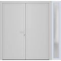 Front Exterior Prehung Metal-Plastic Double Doors / MANUX 8111 Antracite / Sidelite Exterior Window / Office Commercial and Residential Doors Entrance Patio Garage 86" x 80" Left-Hand White