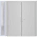 Front Exterior Prehung Metal-Plastic Double Doors / MANUX 8111 Antracite / Sidelite Exterior Window / Office Commercial and Residential Doors Entrance Patio Garage 86" x 80" Right-Hand White
