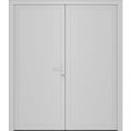 Front Exterior Prehung Metal-Plastic Double Doors / MANUX 8111 White Silk / Office Commercial and Residential Doors Entrance Patio Garage 72" x 80" Left-Hand White