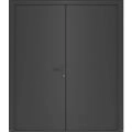 Front Exterior Prehung Metal-Plastic Double Doors / MANUX 8111 White Silk / Office Commercial and Residential Doors Entrance Patio Garage 72" x 80" Left-Hand Antracite