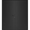 Front Exterior Prehung Metal-Plastic Double Doors / MANUX 8111 White Silk / Office Commercial and Residential Doors Entrance Patio Garage 72" x 80" Left-Hand Black Matte