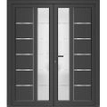 Front Exterior Prehung Metal-Plastic Double Doors / MANUX 8088 Walnut / Office Commercial and Residential Doors Entrance Patio Garage 72" x 80" Right-Hand Antracite