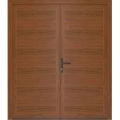 Front Exterior Prehung Metal-Plastic Double Doors / MANUX 8111 Matte Black / Office Commercial and Residential Doors Entrance Patio Garage 72" x 80" Right-Hand Walnut