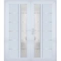 Front Exterior Prehung Metal-Plastic Double Doors / MANUX 8088 Walnut / Office Commercial and Residential Doors Entrance Patio Garage 72" x 80" Right-Hand White