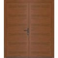 Front Exterior Prehung Metal-Plastic Double Doors / MANUX 8111 White Silk / Office Commercial and Residential Doors Entrance Patio Garage 72" x 80" Left-Hand Walnut