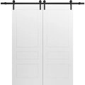 Modern Double Barn Door 36" x 80" inches / Mela 0733 Painted White / 13FT Rail Track Set / Solid Panel Interior Doors Painted White