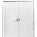 Sliding Closet Double Bi-fold Doors 72 x 80 inches | Mela 0733 Painted White | Sturdy Tracks Moldings Trims Hardware Set | Wood Solid Bedroom Wardrobe Doors Painted White
