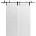 Sliding Closet Barn Bypass Doors 36 x 80 inches / Mela 0755 Painted White / Modern 6.6FT Rails Hardware Set / Wood Solid Bedroom Wardrobe Doors Painted White