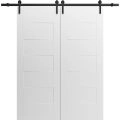 Modern Double Barn Door 36" x 80" inches / Mela 0755 Painted White / 13FT Rail Track Set / Solid Panel Interior Doors Painted White