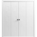 Sliding Closet Double Bi-fold Doors 72 x 80 inches | Mela 0755 Painted White | Sturdy Tracks Moldings Trims Hardware Set | Wood Solid Bedroom Wardrobe Doors Painted White