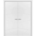 Solid French Double Doors | Planum 0990 Painted White Matte | Wood Solid Panel Frame Trims | Closet Bedroom Sturdy Doors -36" x 80" (2* 18x80) Painted White