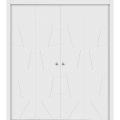 Sliding Closet Double Bi-fold Doors | Planum 0990 Painted White Matte | Sturdy Tracks Moldings Trims Hardware Set | Wood Solid Bedroom Wardrobe Doors  Painted White