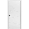 Sliding French Pocket Door with | Planum 0990 Painted White Matte | Kit Trims Rail Hardware | Solid Wood Interior Bedroom Sturdy Doors-18" x 80" Painted White