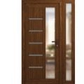Front Exterior Prehung Vinyl (uPVC) Door Frosted glass / MANUX 8088 Walnut /  W36+12" x H80" Left-Hand Inswing Walnut
