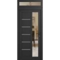 Front Exterior Prehung Vinyl (uPVC) Door Frosted glass / MANUX 8088 Walnut /  W36" x H80+14" Left-Hand Inswing Antracite