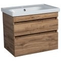 Modern Wall-Mounted Bathroom Vanity with Washbasin | Niagara Rosewood Collection | Non-Toxic Fire-Resistant MDF-24" Teak Natural