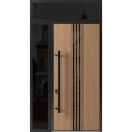Front Exterior Prehung Steel Door / Ronex 1055 Teak 96" / Sidelight and Transom Window Sidelite / Entry Metal Modern Painted W36+14" x H96+16" Right hand Inswing Oak