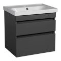 Modern Wall-Mounted Bathroom Vanity with Washbasin | Niagara Rosewood Collection | Non-Toxic Fire-Resistant MDF-24" Gray Matte