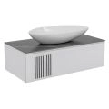 Modern Wall-Mount Bathroom Vanity with Washbasin | Manhattan Concrete Collection | Non-Toxic Fire-Resistant MDF White