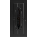 Front Exterior Prehung Steel Door / Ronex 1277 Black Enamel / Stainless Inserts Entry Metal Modern Painted W36" x H80" Left hand Inswing Black